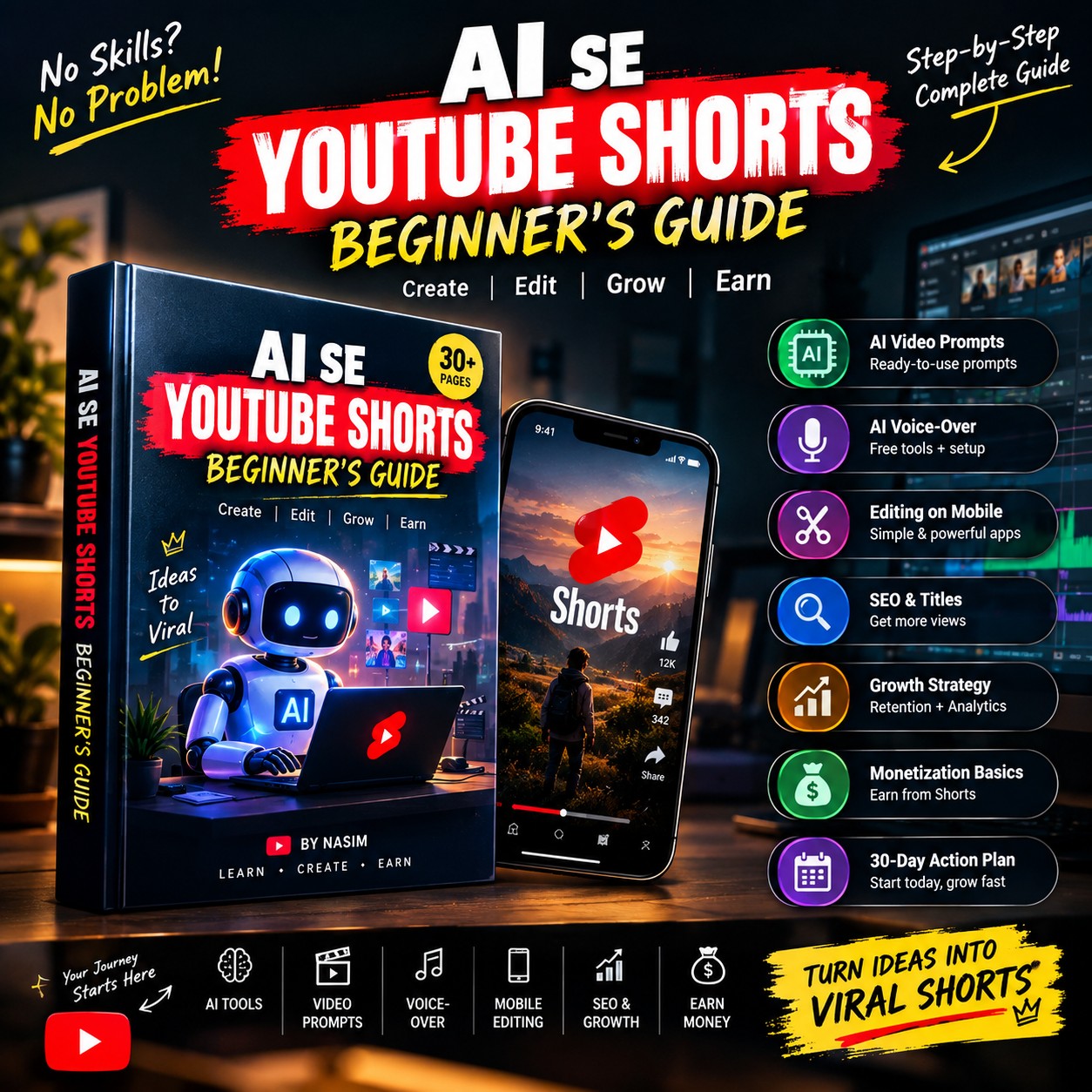 AI Se YouTube Shorts: Create, Edit, Grow & Earn