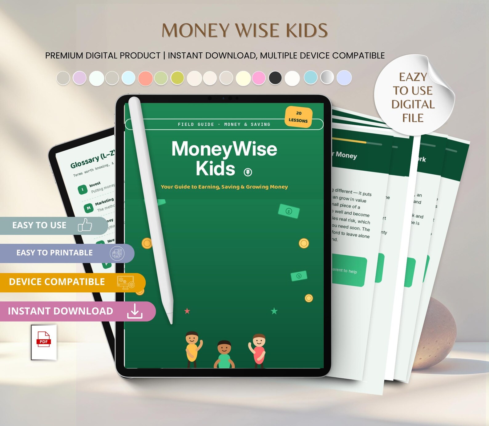 MoneyWise Kids Financial Literacy Field Guide | Earning, Saving, Budgeting (Digital Download)